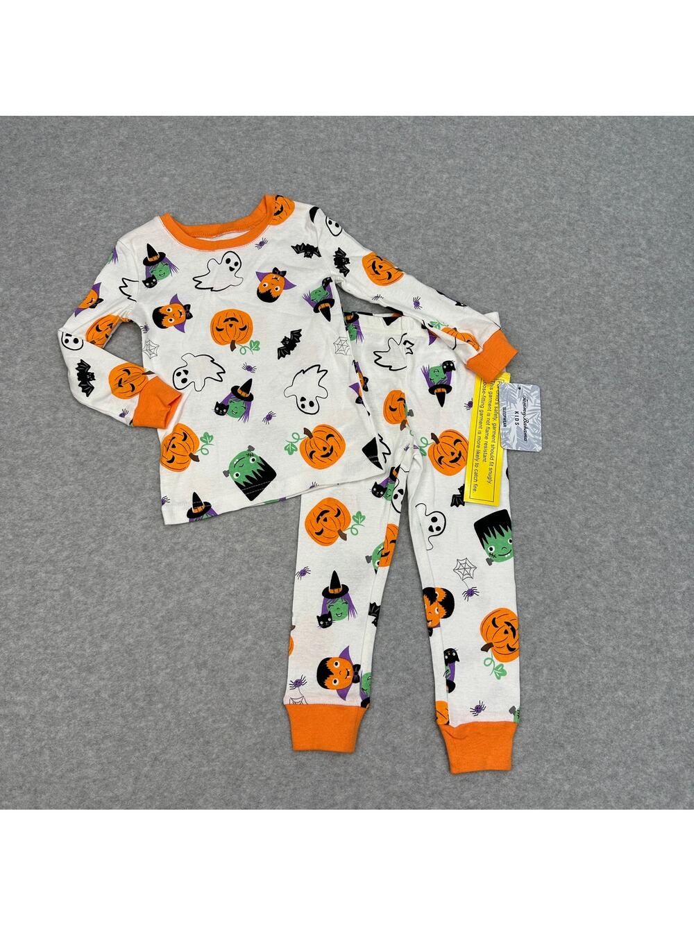 Tommy Bahama 2-Piece Halloween Pajama Set Kids 24M White Ghost Pumpkin Print 2T